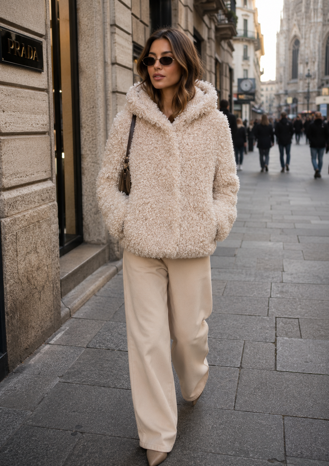 Exklusive Wendejacke „Teddy-Fell“ Beige