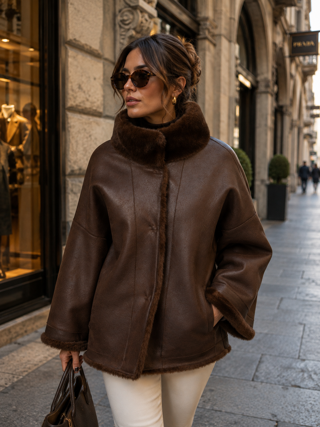 Artico Kuschelige Fake-Fur-Wendejacke Schokobraun - Style-Facette 4