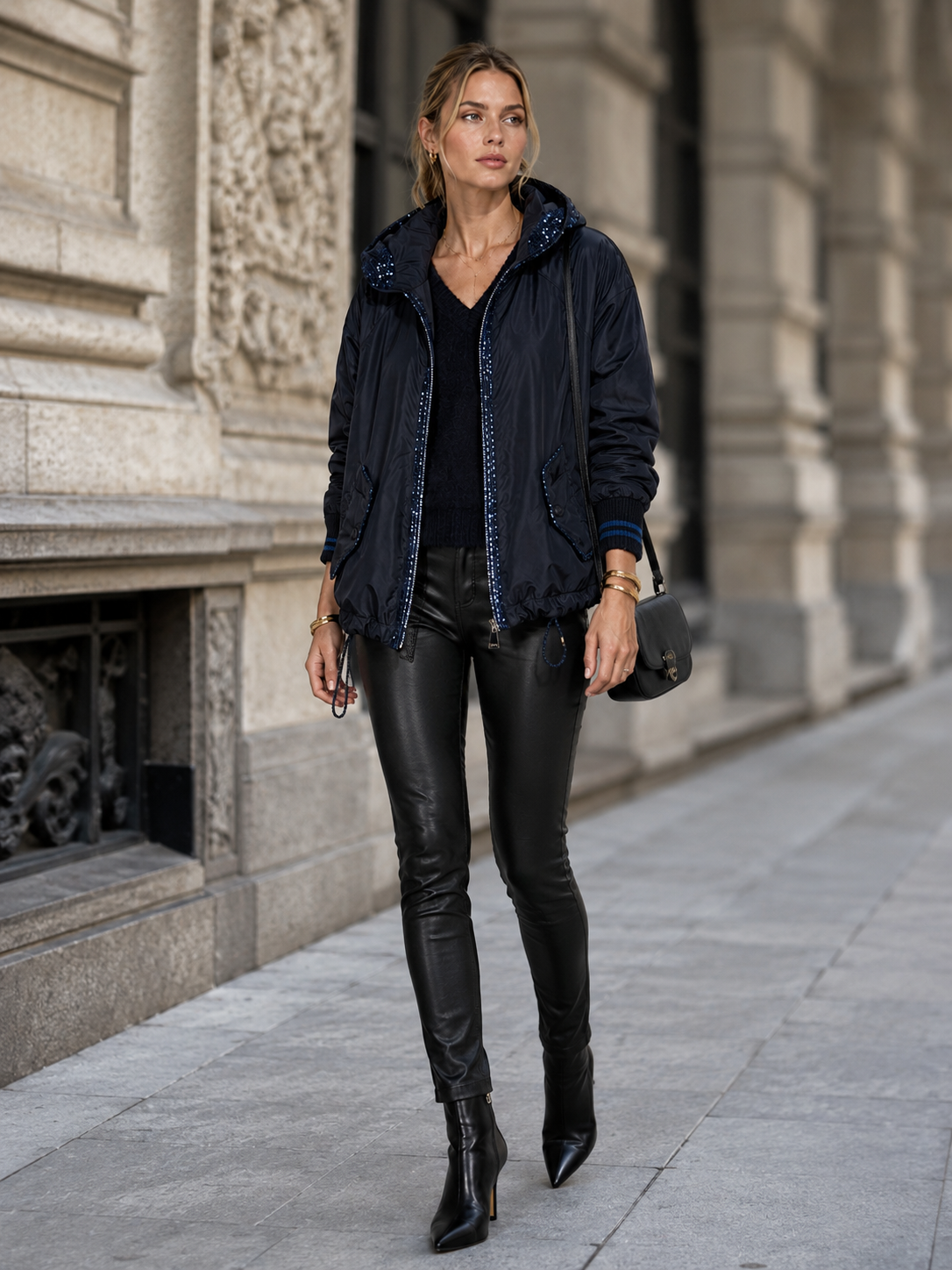 Glamour Jacke „Pailletten“ Dunkelblau