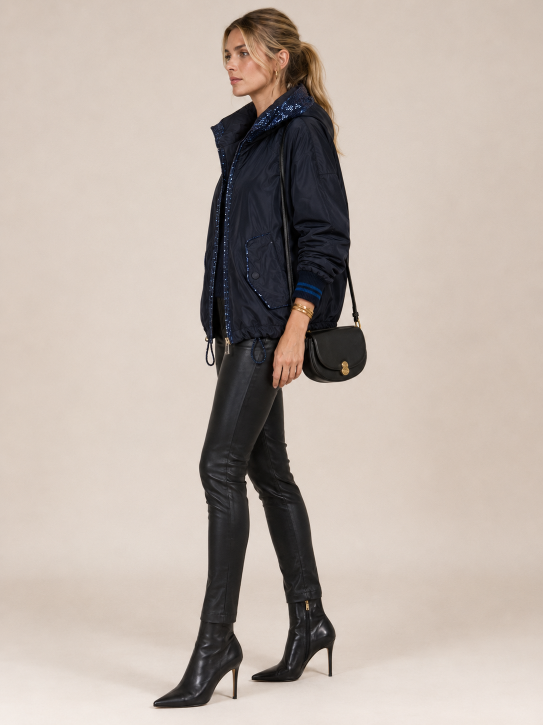 Glamour Jacke „Pailletten“ Dunkelblau