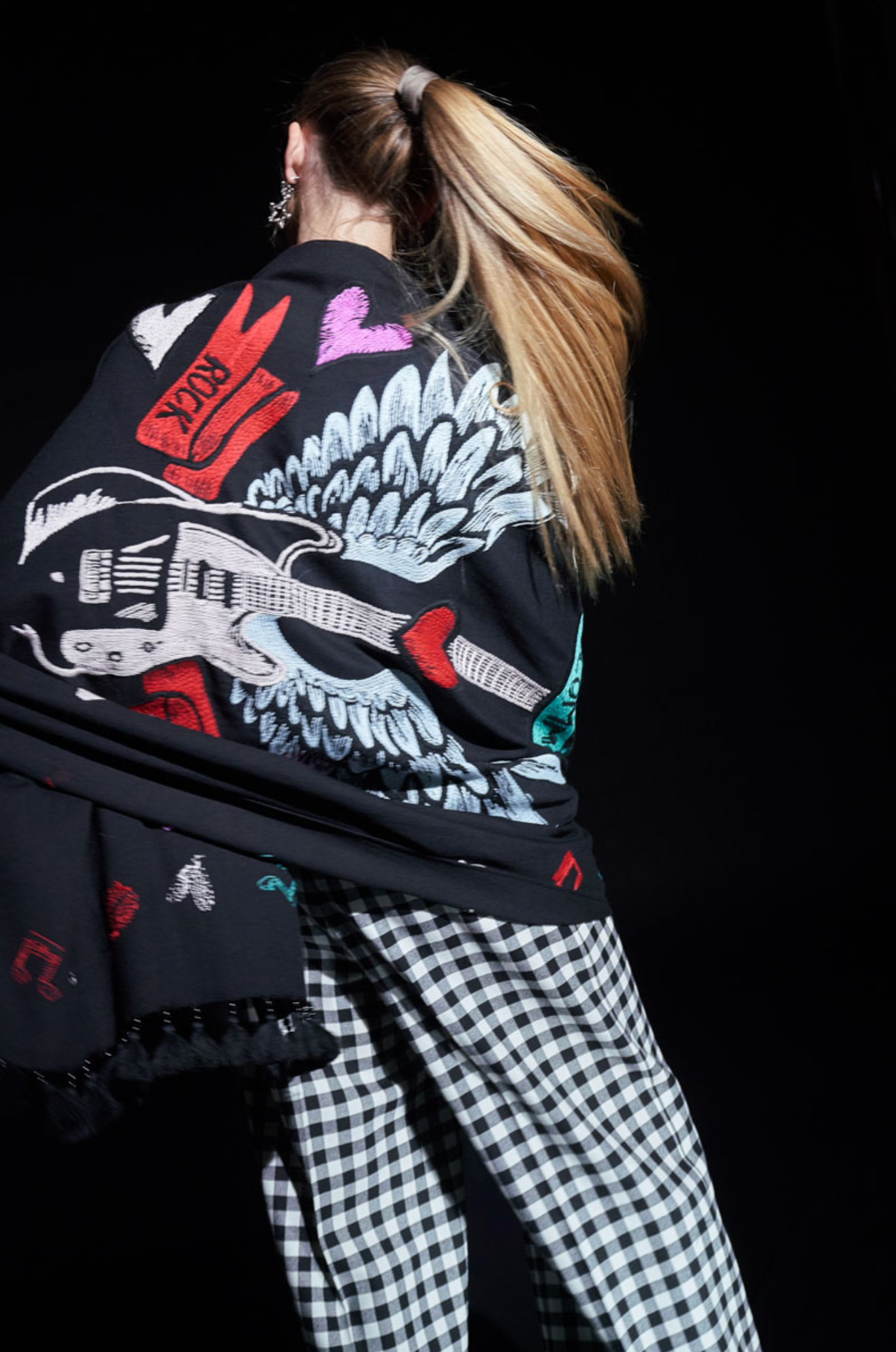 Schal „Stitching“ Schwarz | Multicolor