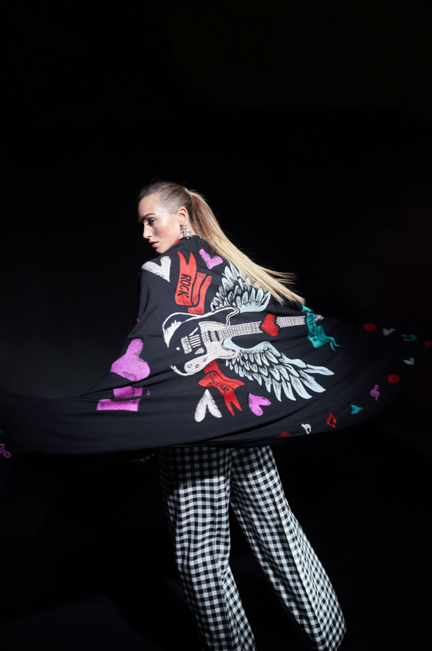 Schal „Stitching“ Schwarz | Multicolor