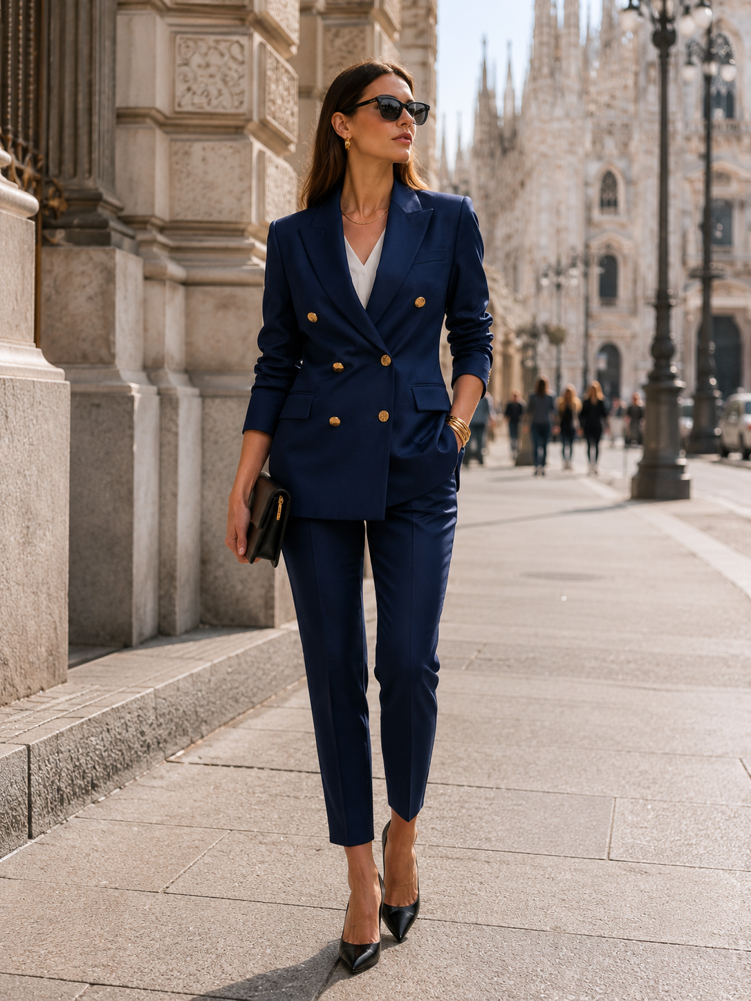 Statement-Wollblazer Dunkelblau