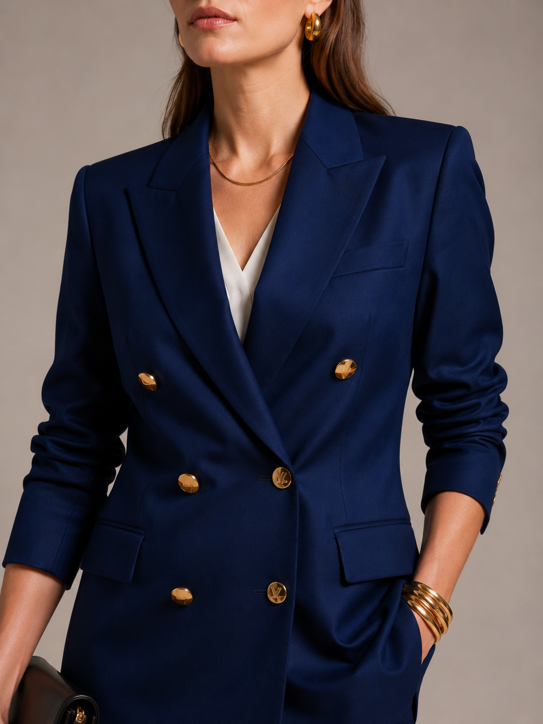 Statement-Wollblazer Dunkelblau