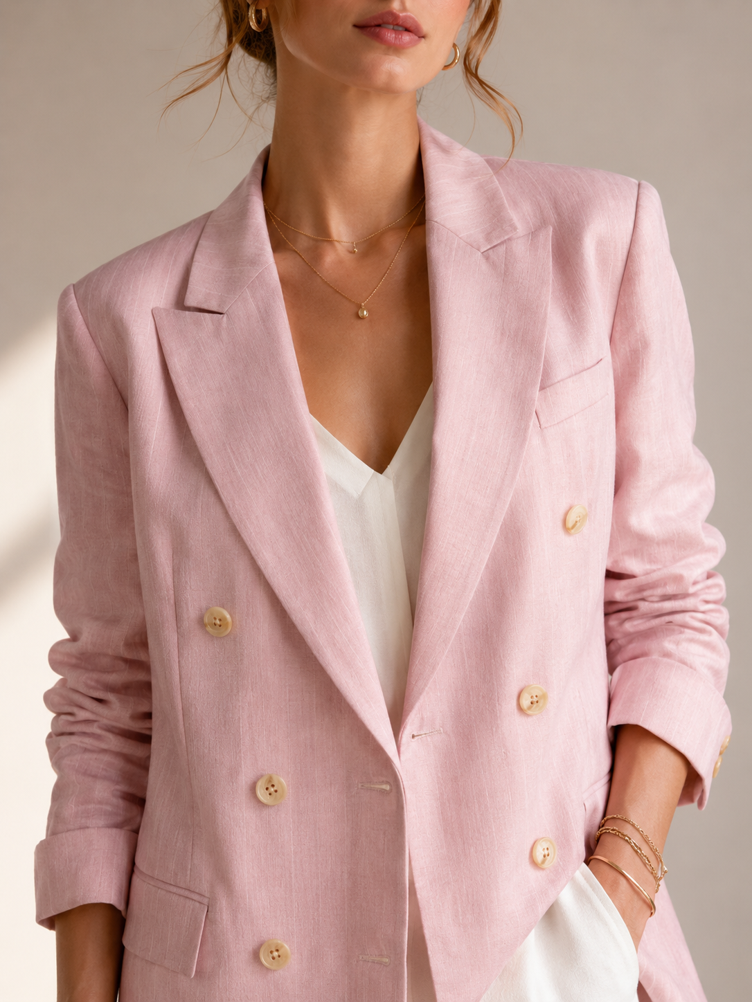 Statement-Blazer „Streifen“ Rosa | Weiß