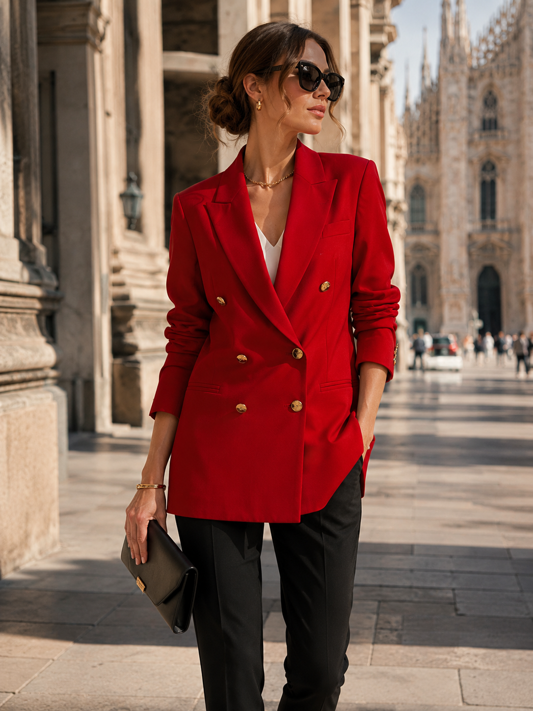 Statement-Wollblazer Rot