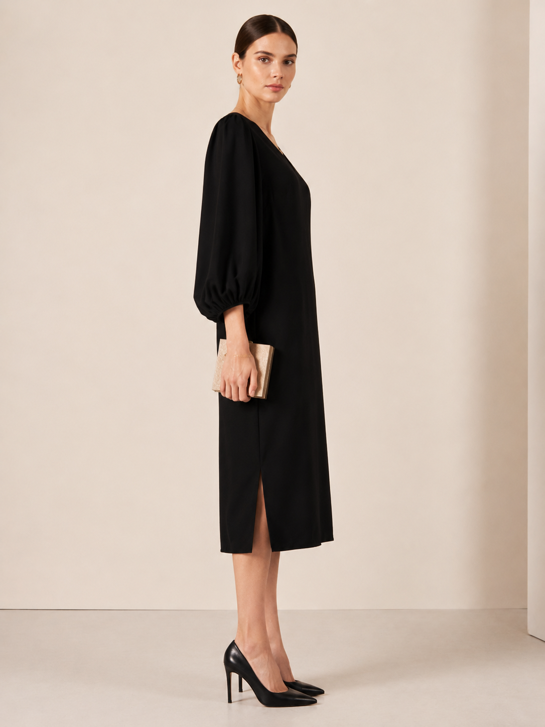 Elegantes Statement-Seidenkleid „NOOR“ Schwarz