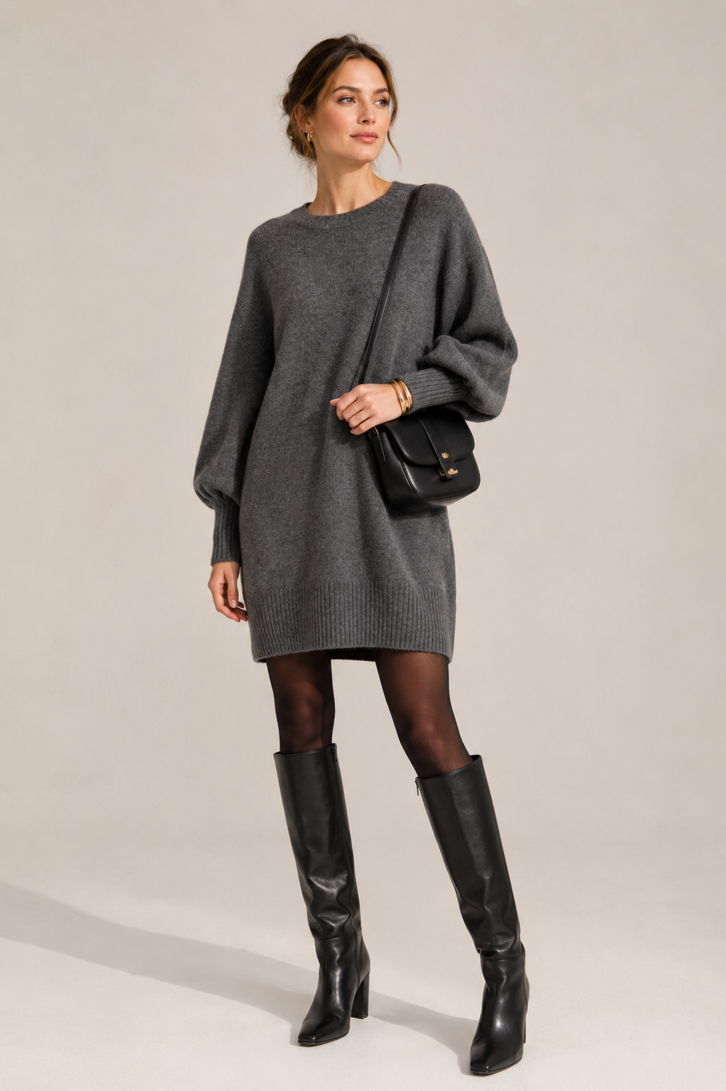 Strickkleid „Nele“ Melange Anthrazit