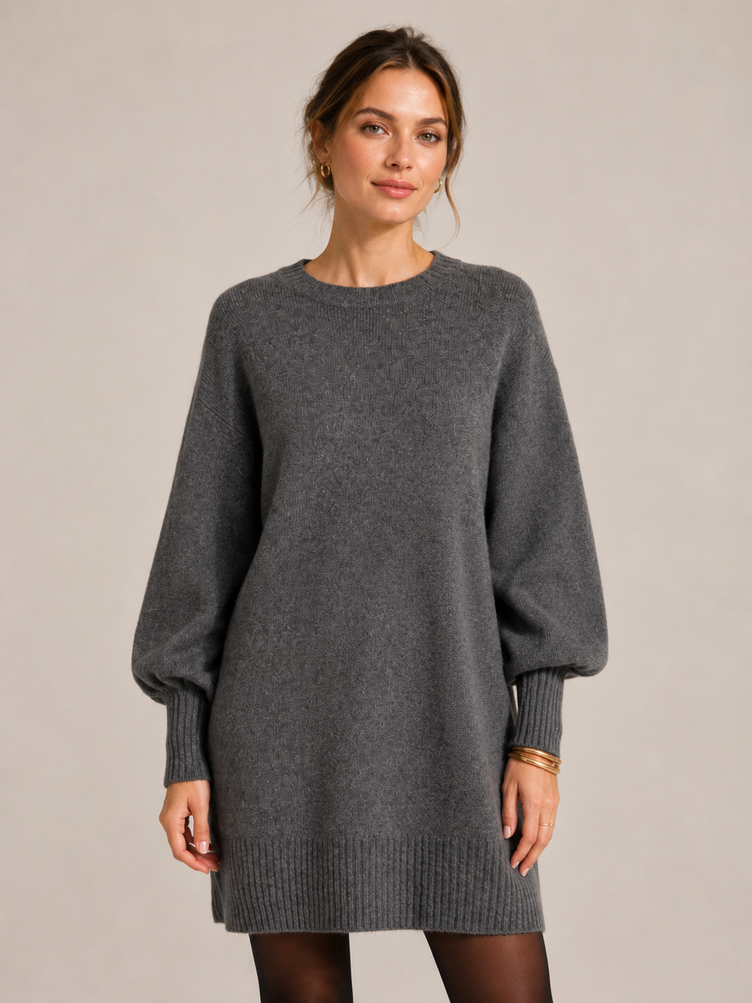 Strickkleid „Nele“ Melange Anthrazit