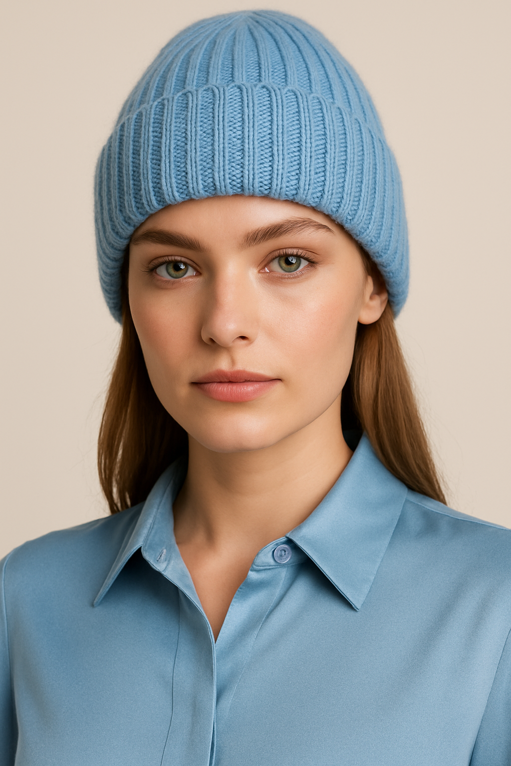 Kaschmir Beanie Hellblau