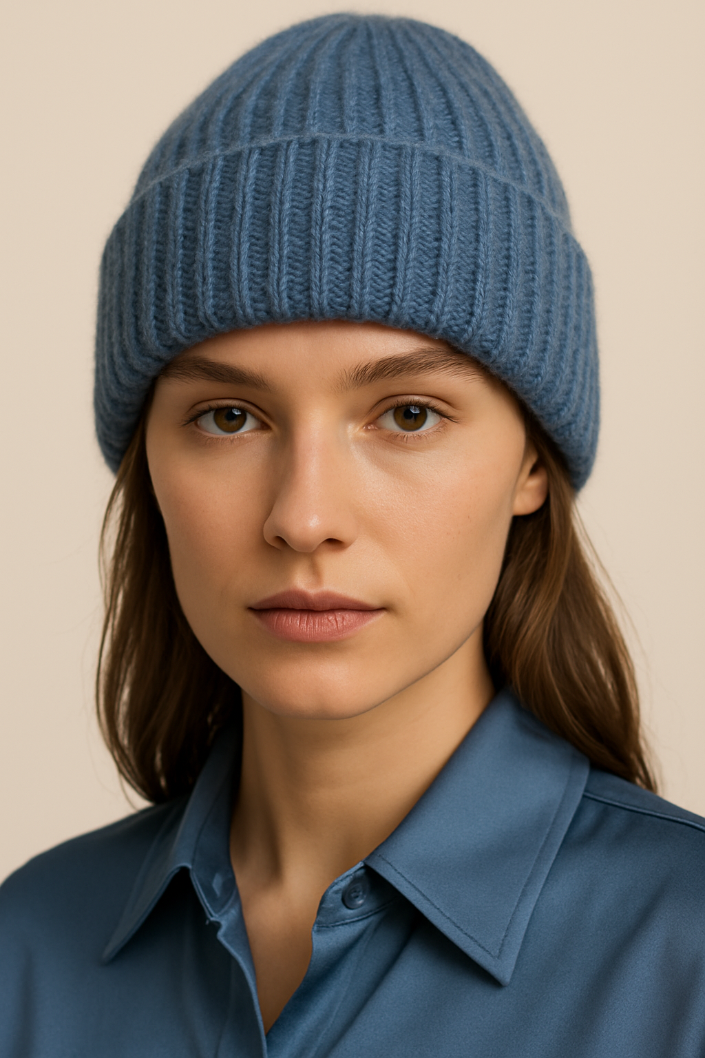 Kaschmir Beanie Jeansblau