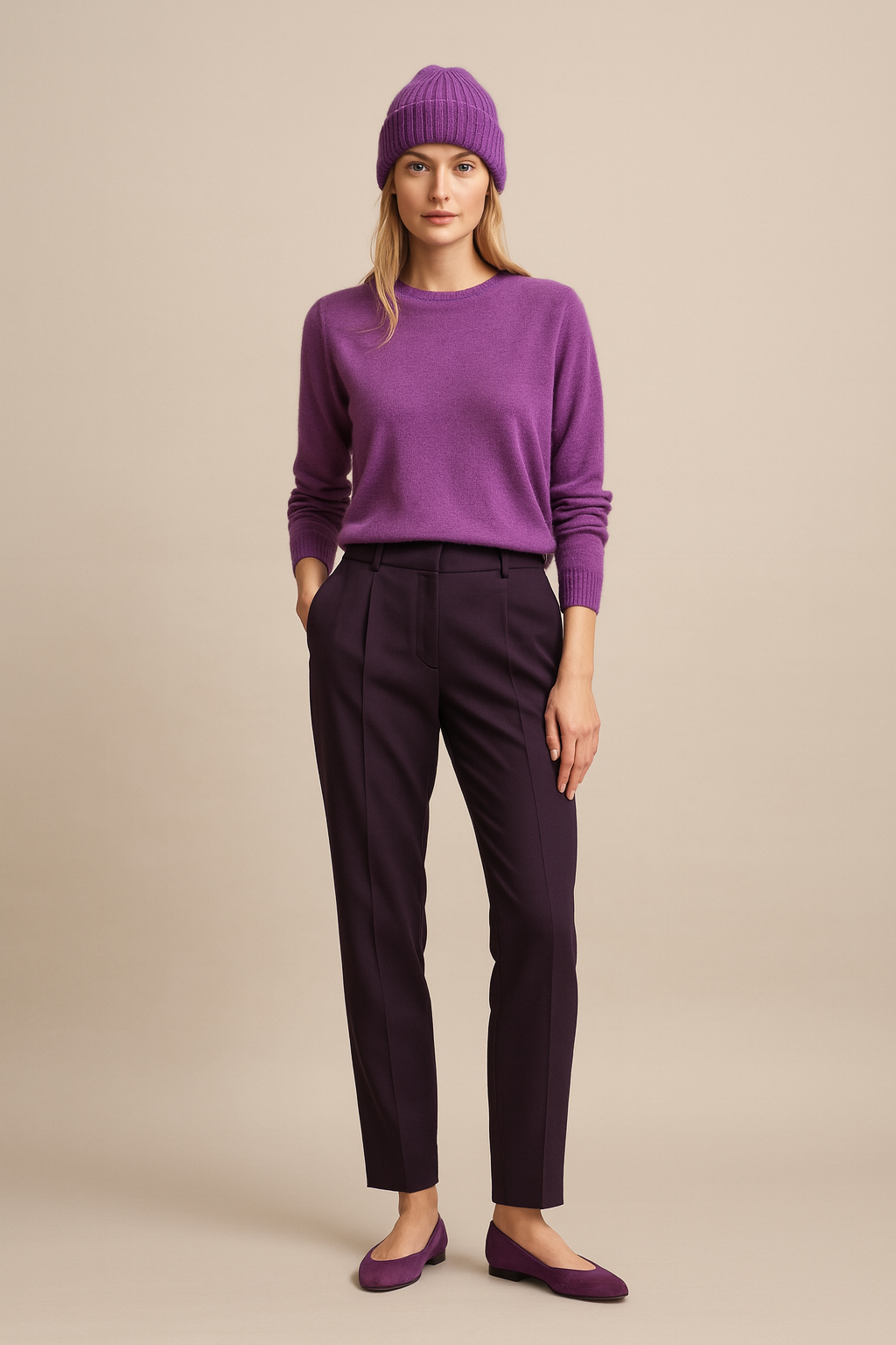 Kaschmir Beanie Hell-Lila