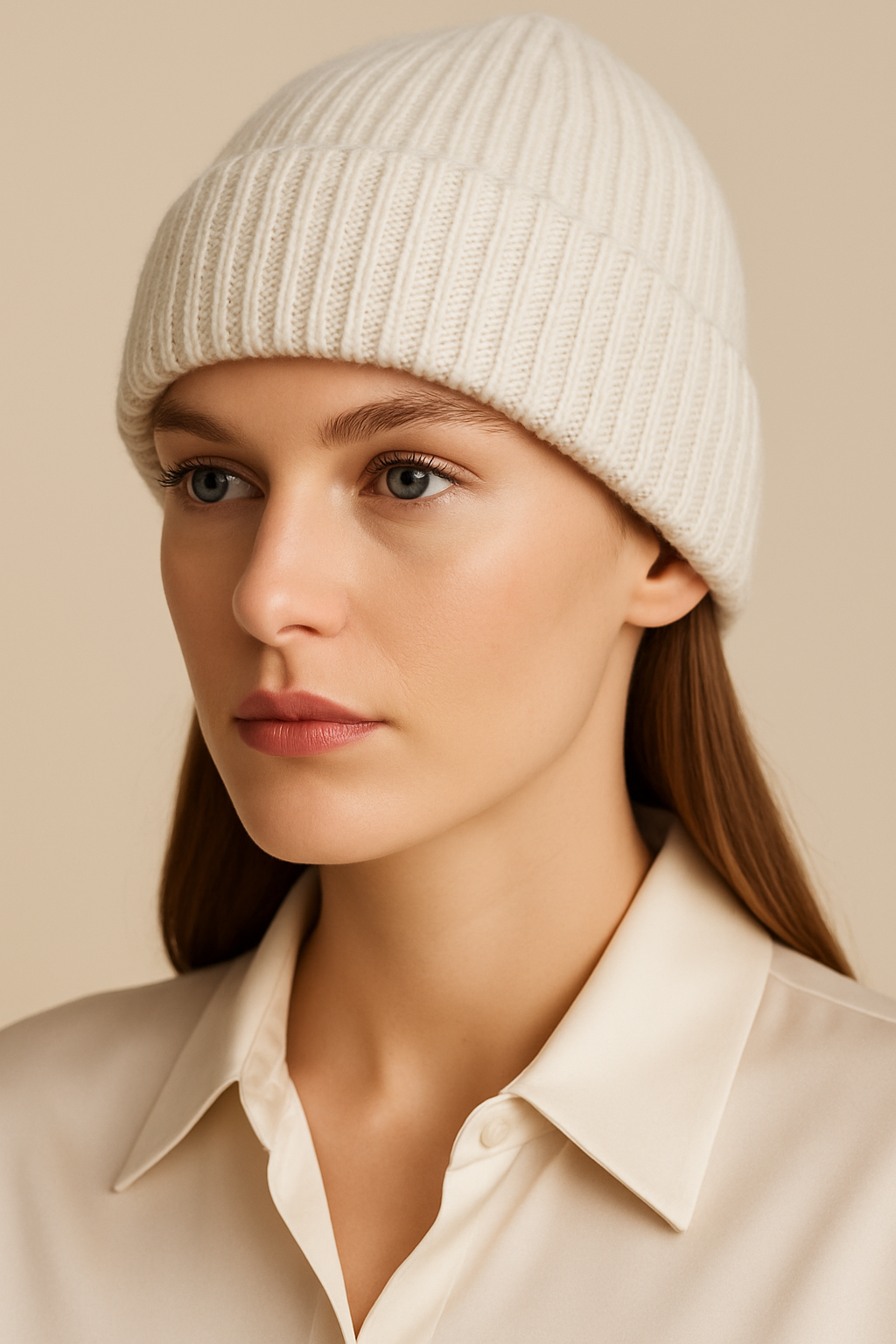 Kaschmir Beanie „Glitzer“ Offwhite