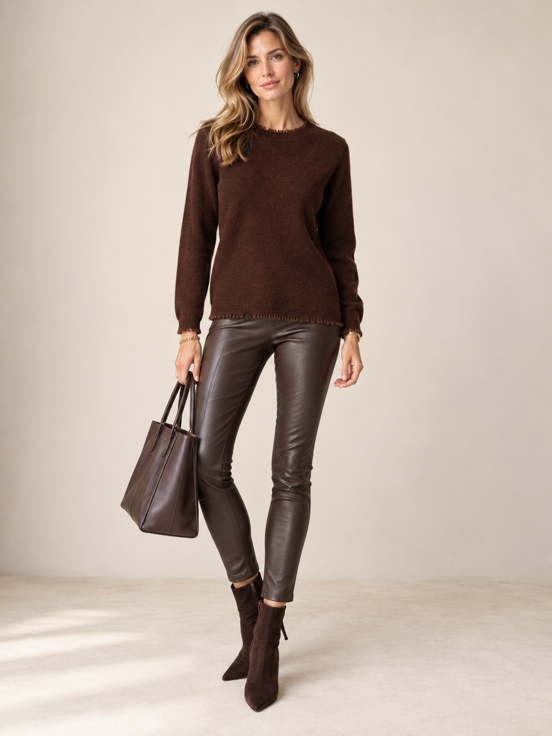 Blossom & Co. Kaschmir Signature Pullover Schokobraun - Editorial-Ansicht