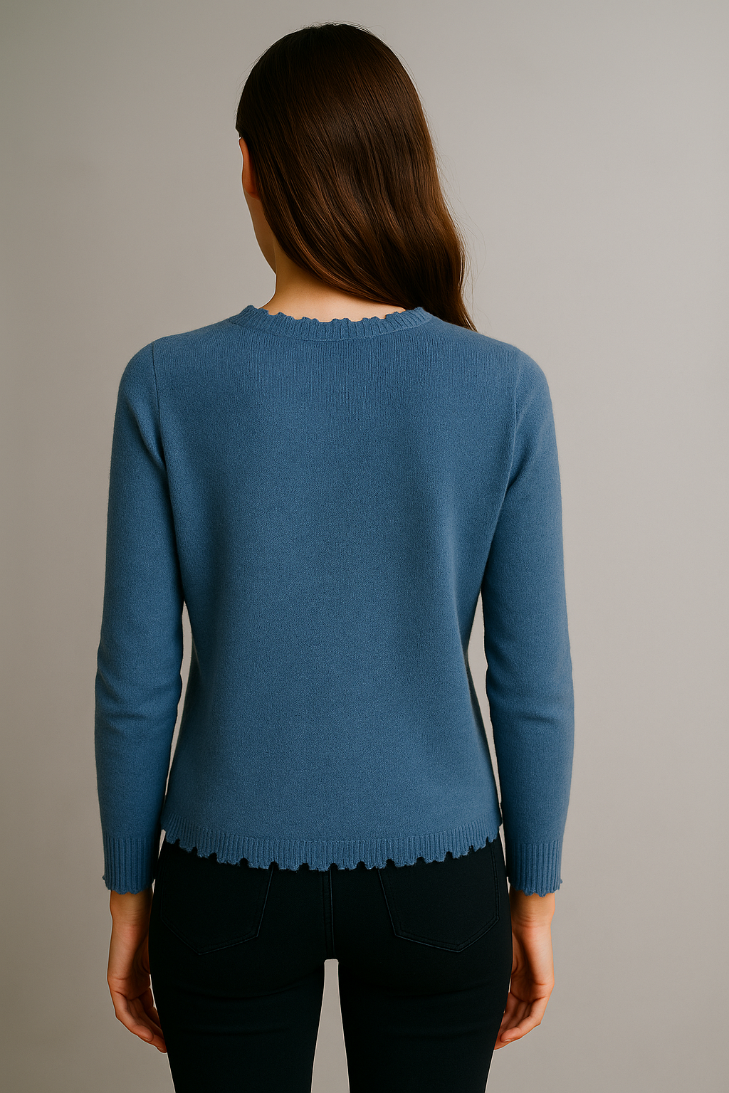 Kaschmir Pullover Melange Jeansblau