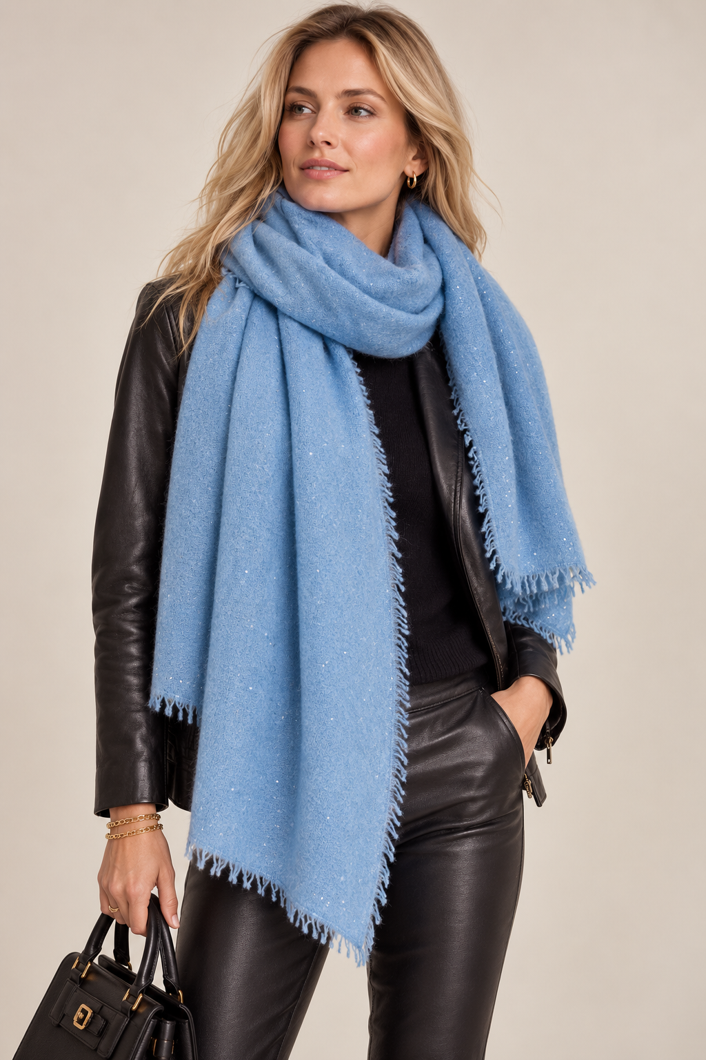 Luxuriöser Schal „Pailletten“ Blau