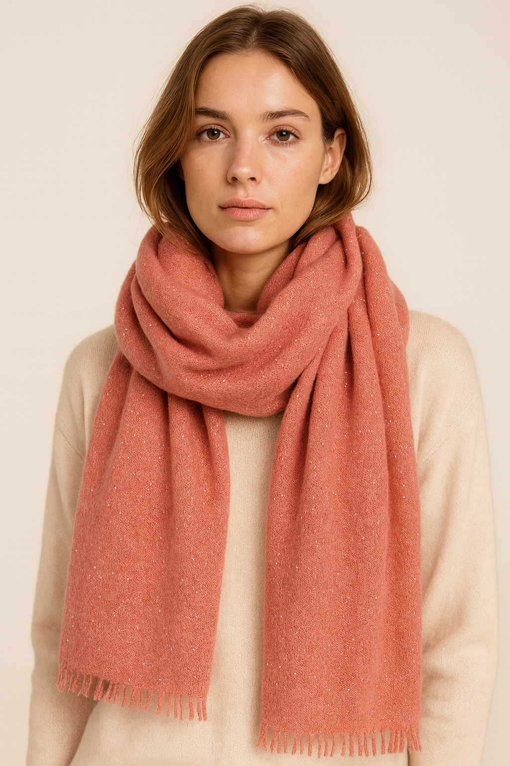 Kaschmir Schal „Lurex“ Mauve