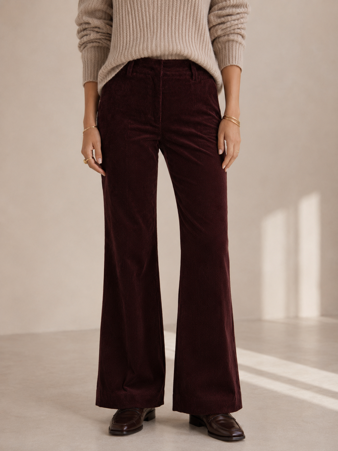 Samtcord-Hose „Amelie“ Barolo-Rot