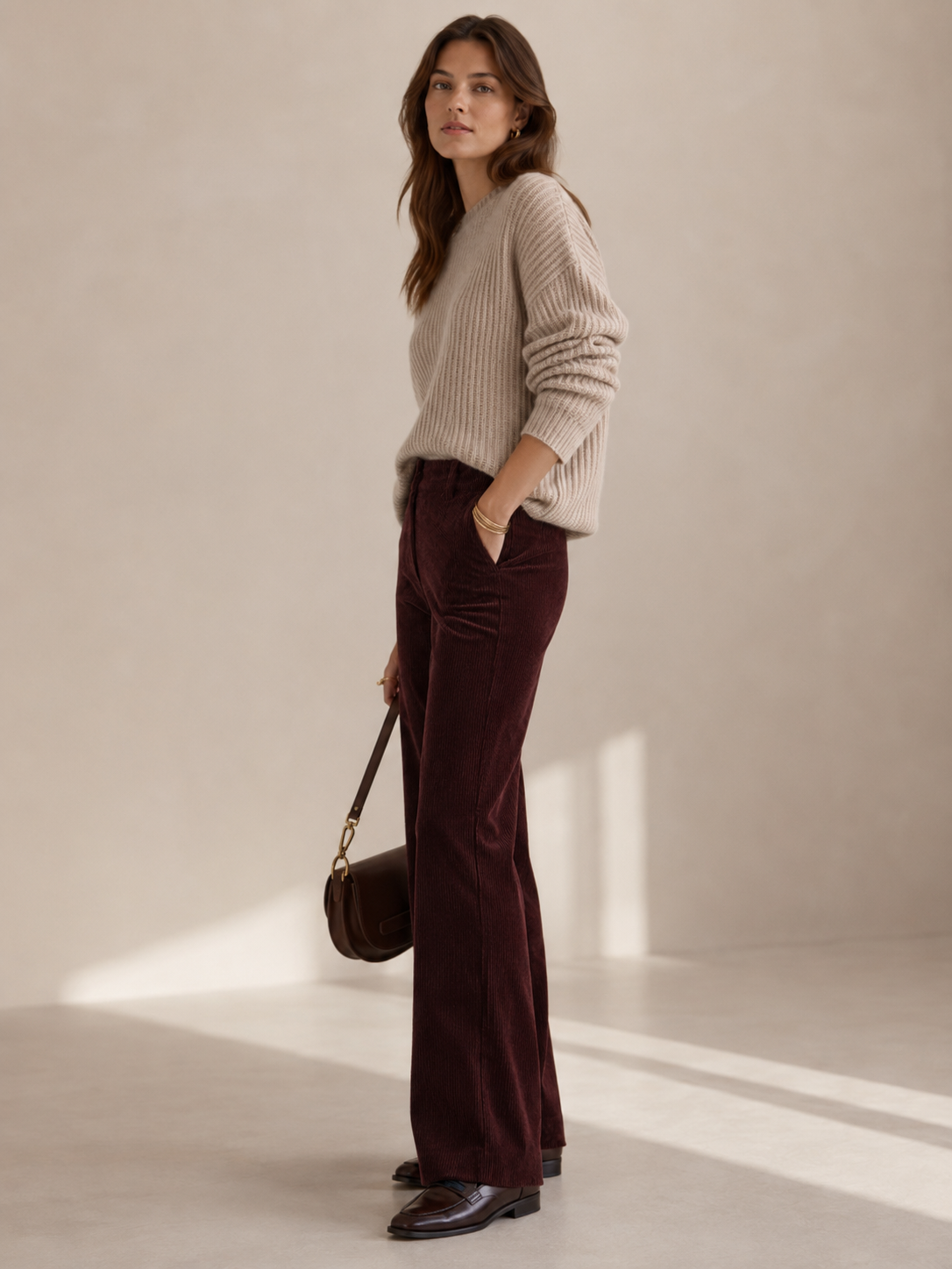 Samtcord-Hose „Amelie“ Barolo-Rot