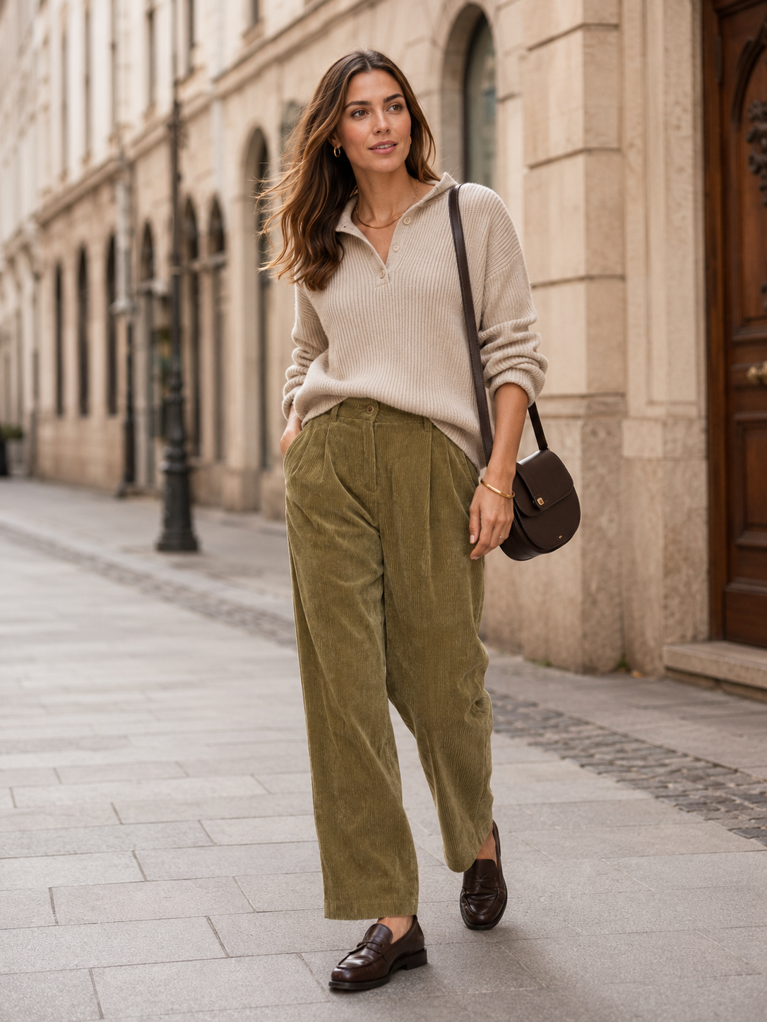 Cordhose „Ortensia“ Helles Olivgrün