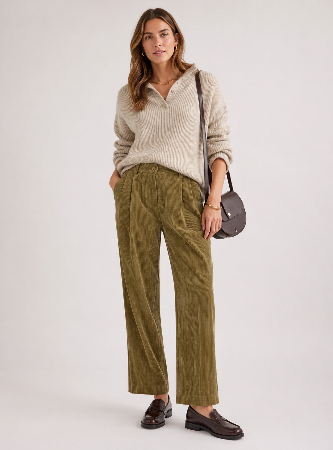 Cordhose „Ortensia“ Helles Olivgrün