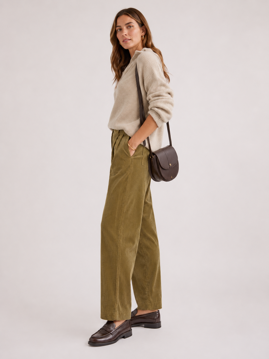 Cordhose „Ortensia“ Helles Olivgrün