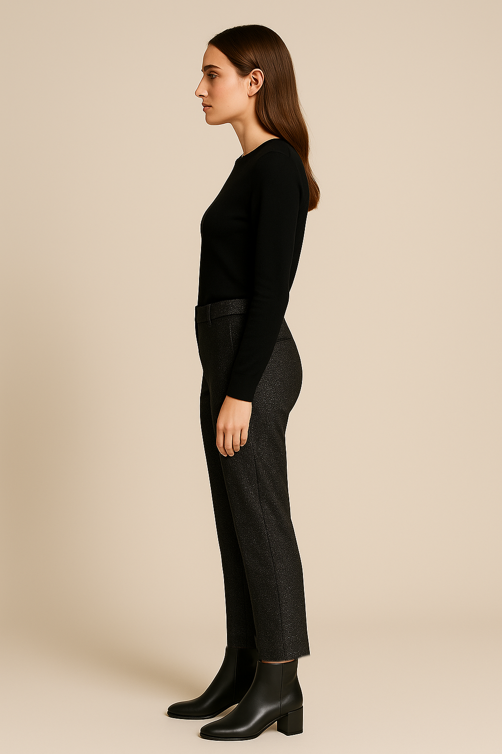 Hose „Francoise Cropped“ Schwarz | Silber