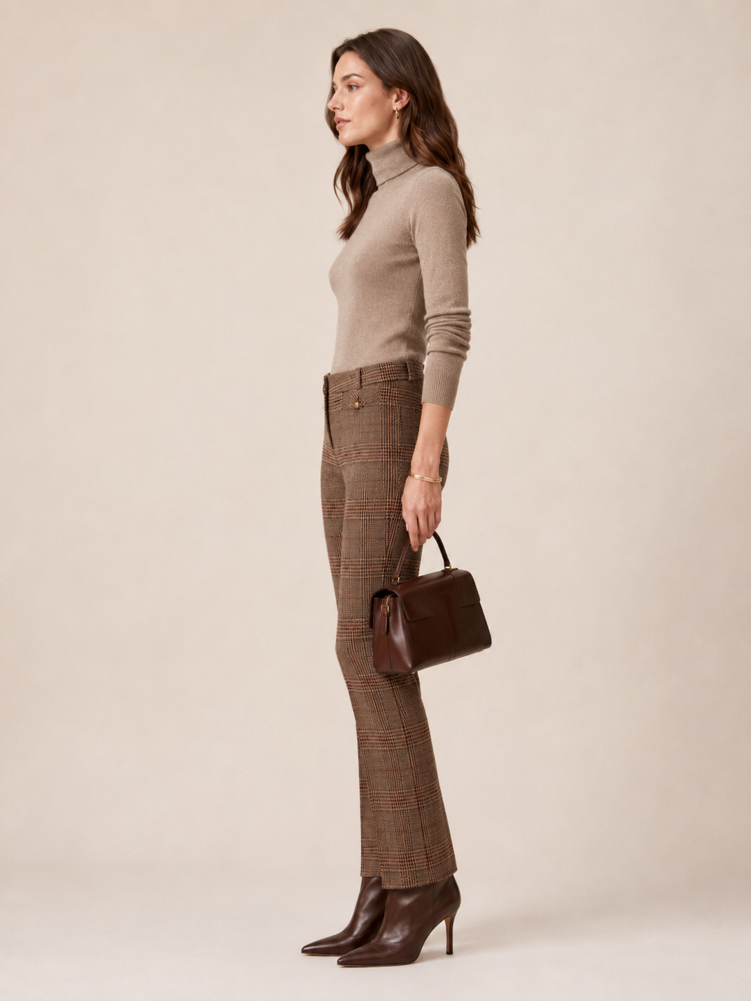 Cambio Moderner Twist Die Karohose Fleur Cropped Beige Schwarz Barolo - Design-Fokus