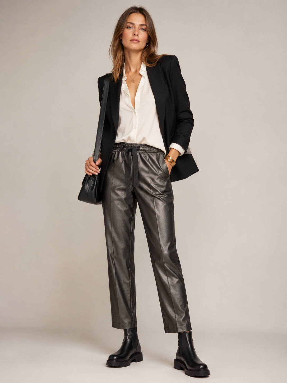 Vegane Lederhose „Colette“ Anthrazit