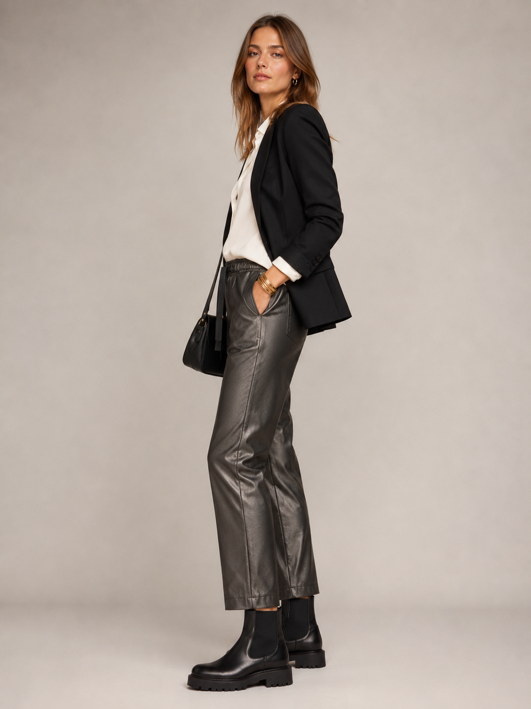 Vegane Lederhose „Colette“ Anthrazit
