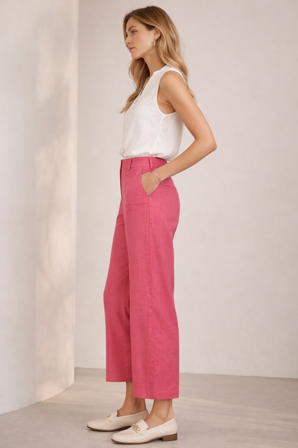 Leinenhose „California“ Himbeere / Pink