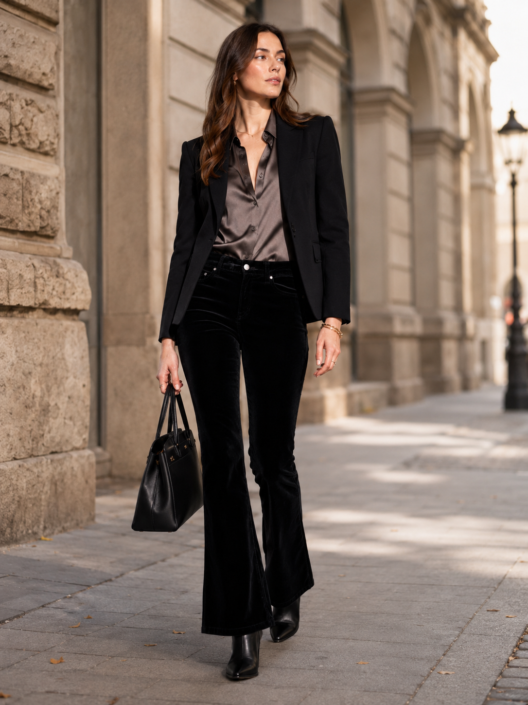 Cambio Retro-Charme Die Samtjeans Paris Flared Schwarz - Outfit-Inspiration