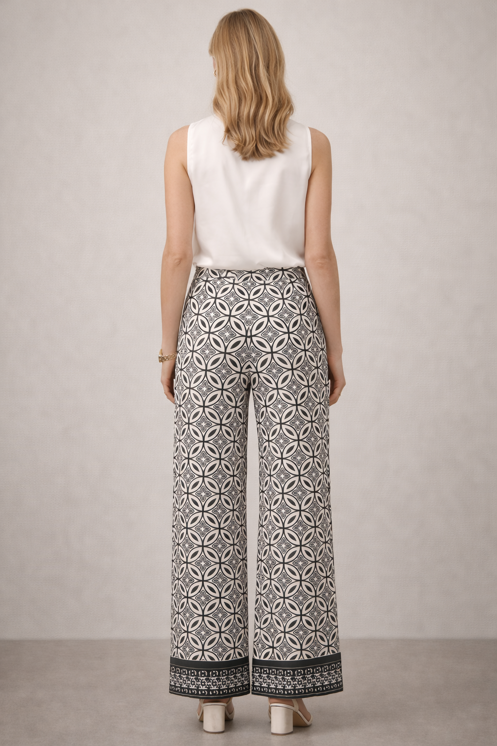 Wide-Leg Hose „Allison“ Schwarz | Weiß