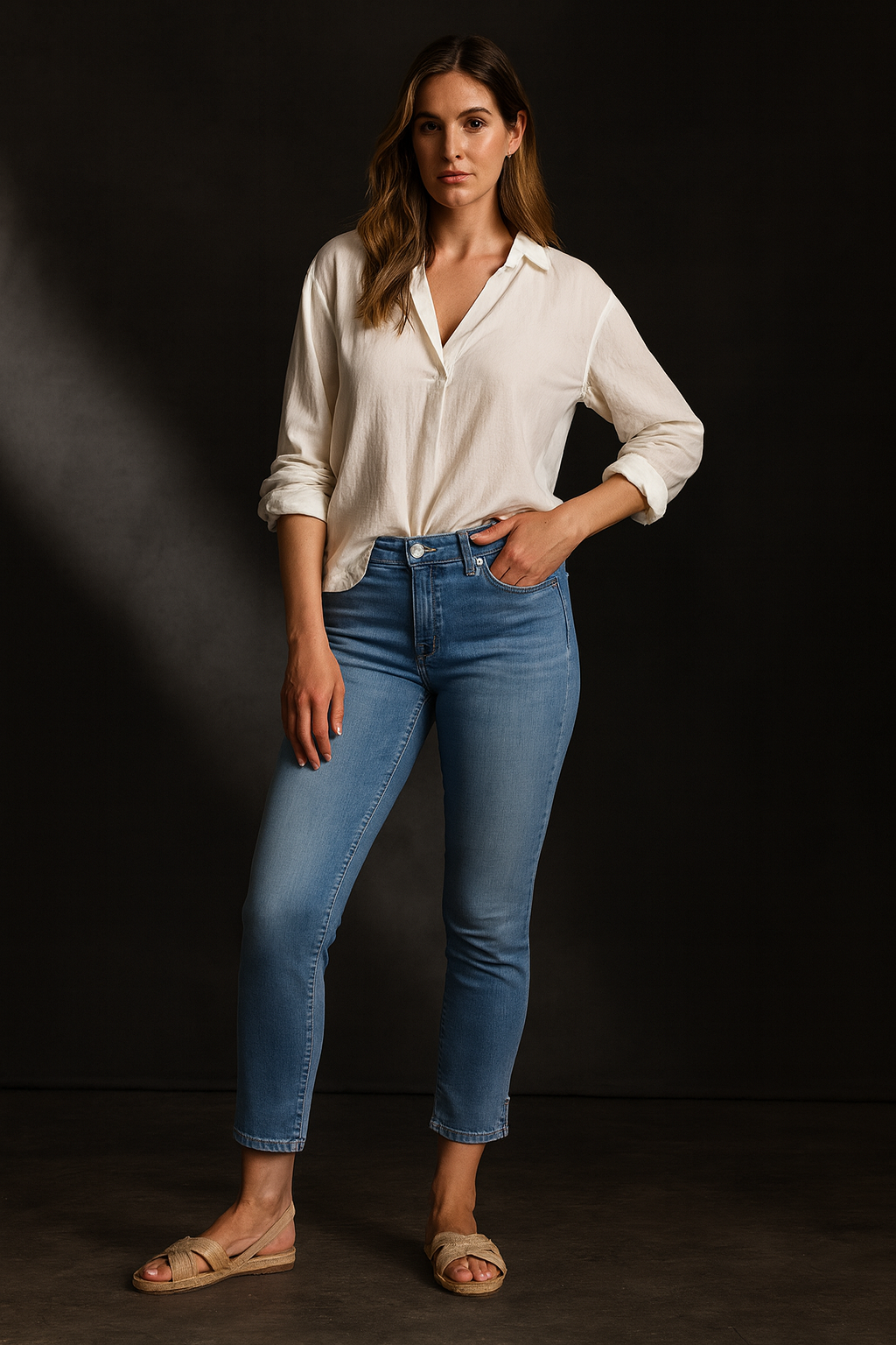 7/8 Jeans „Piper Short“ Blau