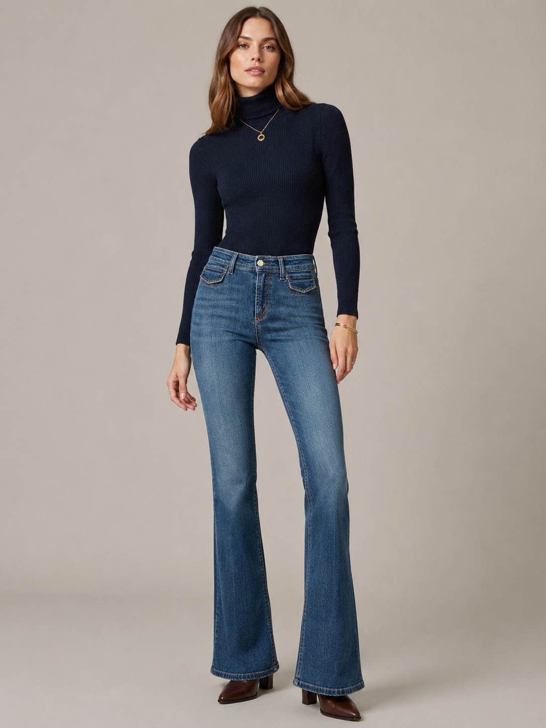 Jeans „Fabienne Pocket“ Mittelblaue Waschung