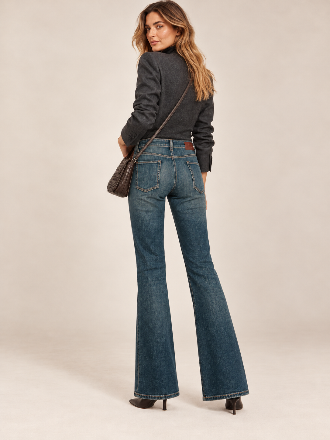 CAMBIO / LÄSSIGER CHIC | DIE JEANS „PARIS FLARED WASHED“ BLAU / RÜCKANSICHT
