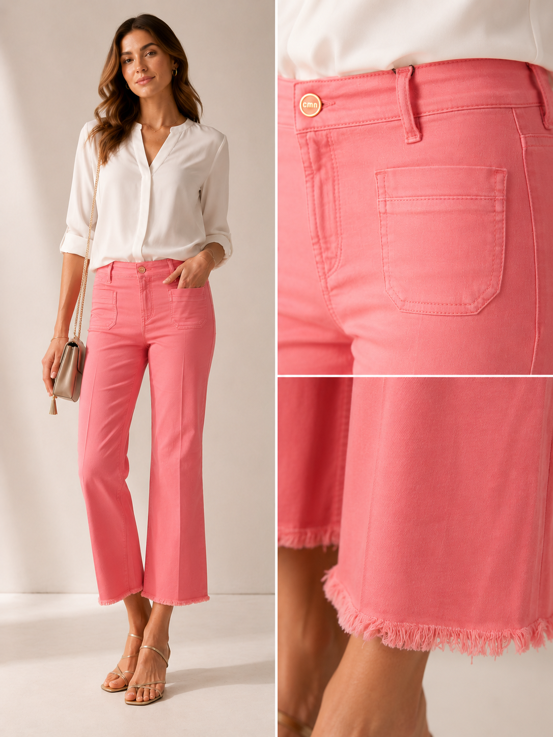 Jeans „Tess Pocket Cropped“ Koralle / Vibrant Pink