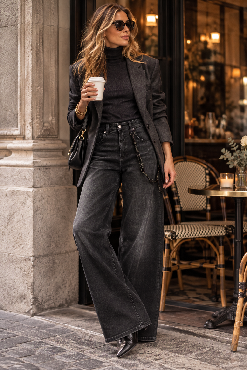 CAMBIO / DIE WEITE JEANS „BAGGY WASHED“ SCHWARZ / CAFE PARIS
