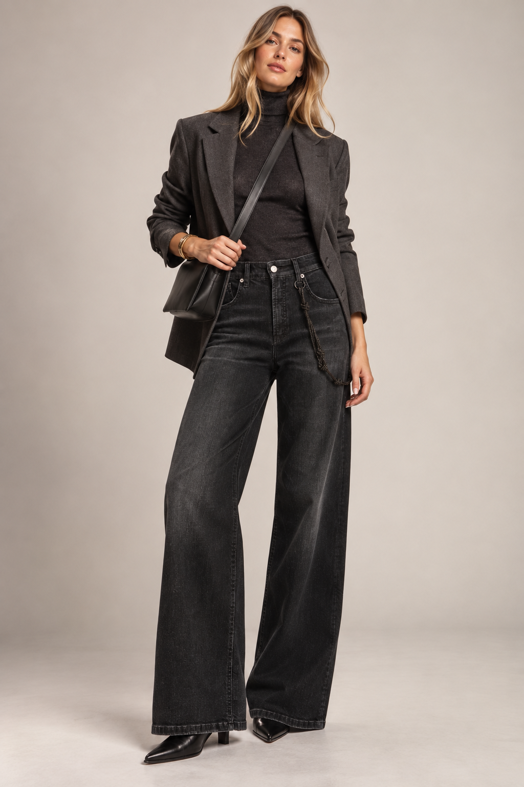 CAMBIO / DIE WEITE JEANS „BAGGY WASHED“ SCHWARZ / FRONTANSICHT