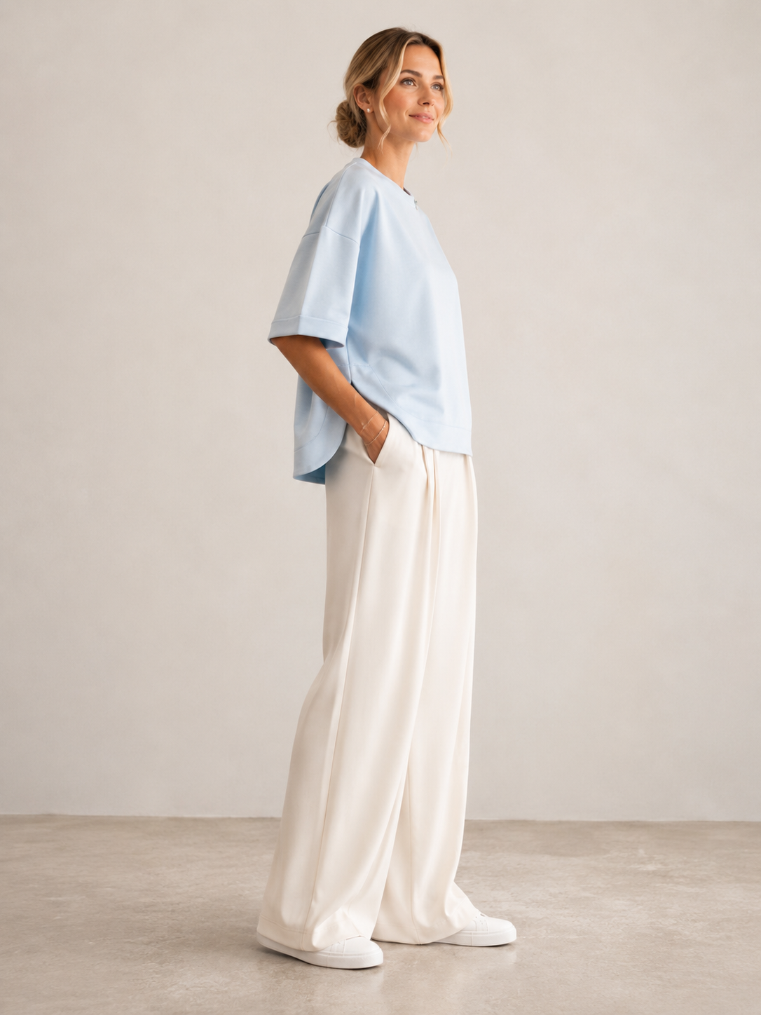 Statement-Sweatshirt Hellblau