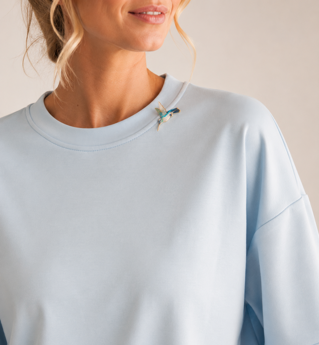 Statement-Sweatshirt Hellblau