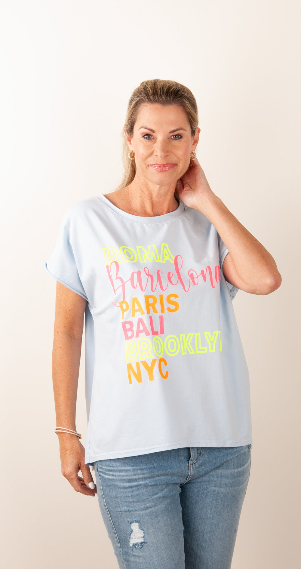 T-Shirt „Städte“ Blau | Multicolor