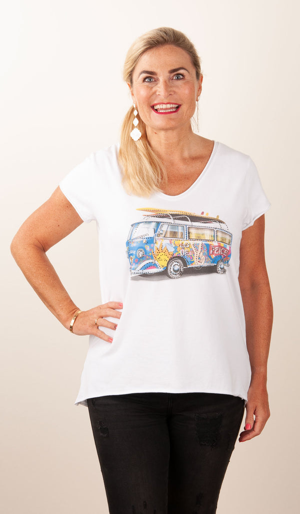 T-Shirt „Bus“ Weiß