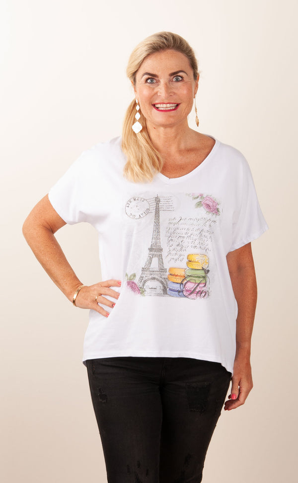 T-Shirt „Paris“ Weiß