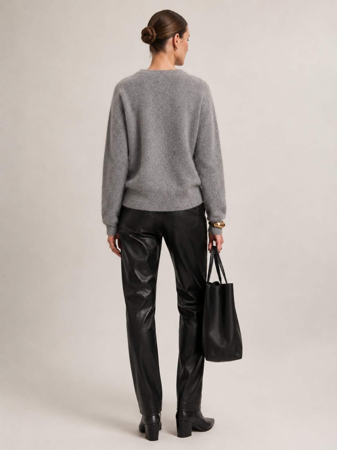 Kaschmir-Pullover „Flauschig“ Grau Meliert