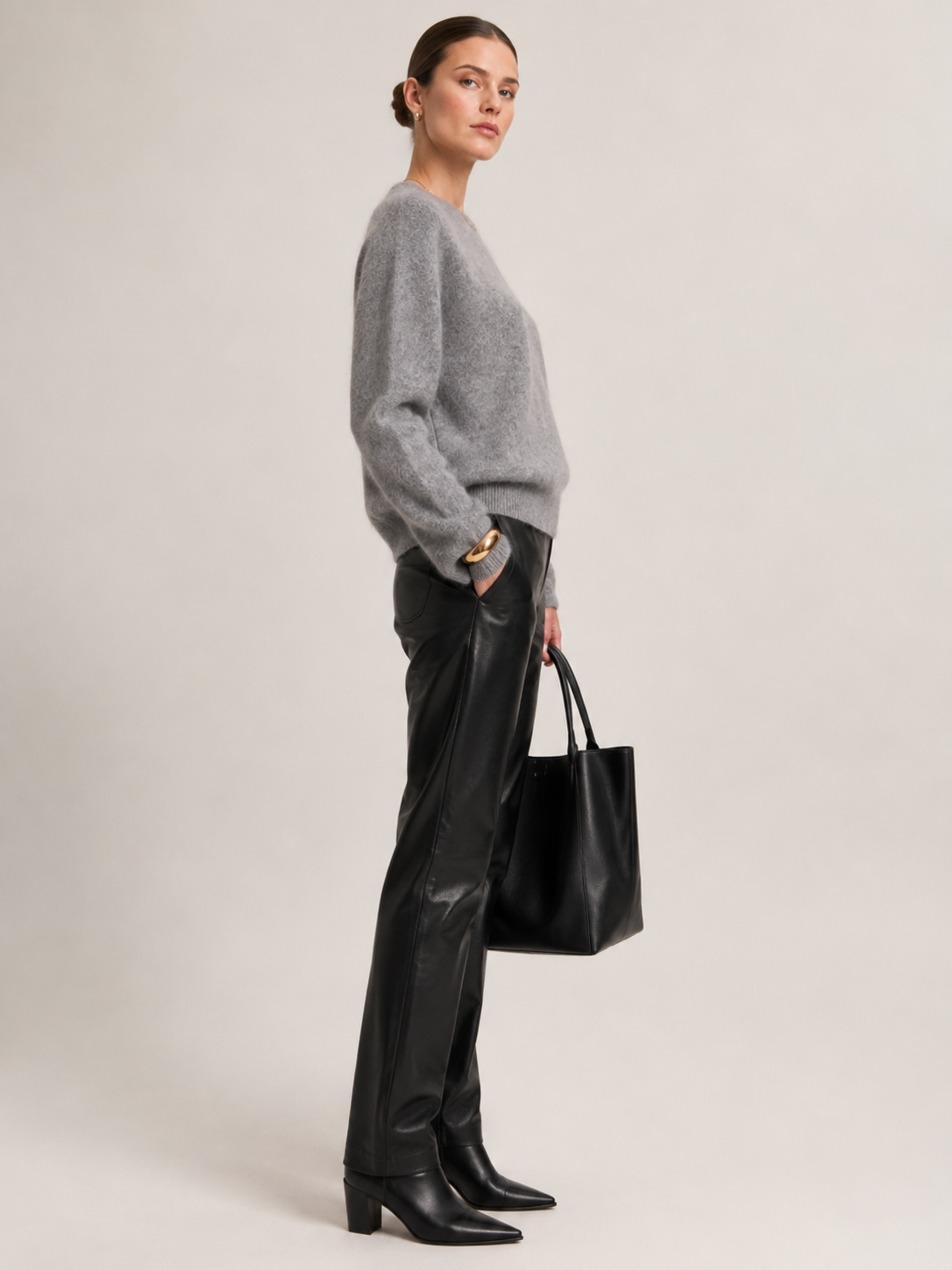 Kaschmir-Pullover „Flauschig“ Grau Meliert