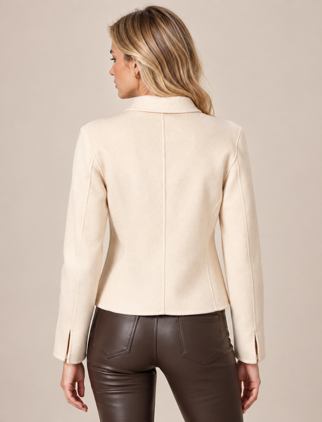 CASHMOSPHERE / Zeitlose Eleganz | Woll-Seiden-Jacke | Creme / Offwhite / Rückansicht