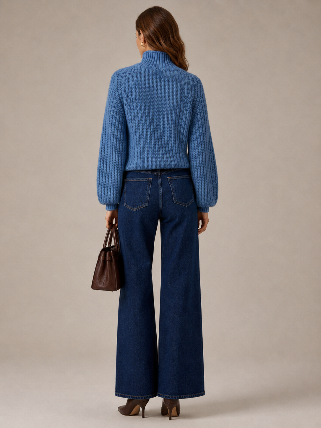 Grobstrick-Pullover Blau