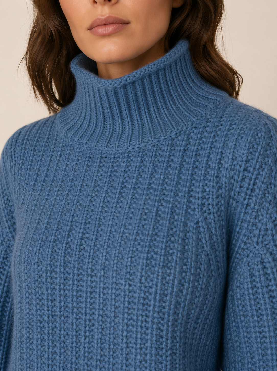 Grobstrick-Pullover Blau