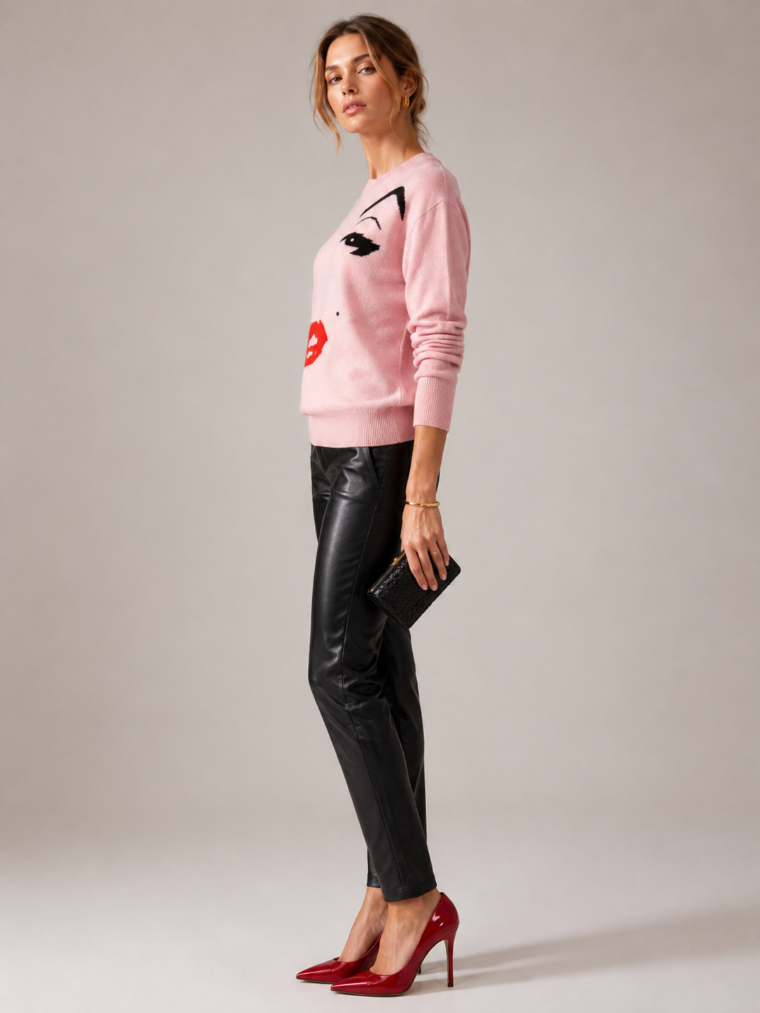 Statement-Kaschmirpullover „Pop-Art“ Rosa